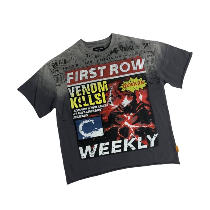 Breaking News Venom Kills Cropped Printed Rhinestone Letter Washed Version Tee 28748374