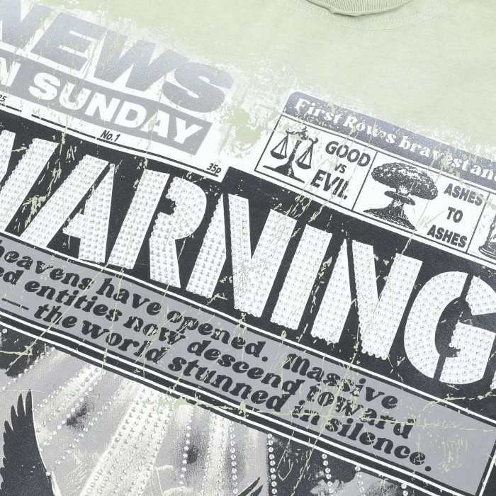 Heaven Open Print Rhinestone Letter  Washed Version Tee 28748376