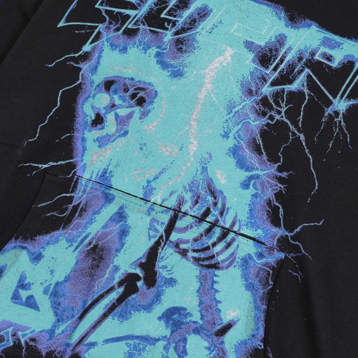 Lightning Skull Cross Print Hoodie 28748600