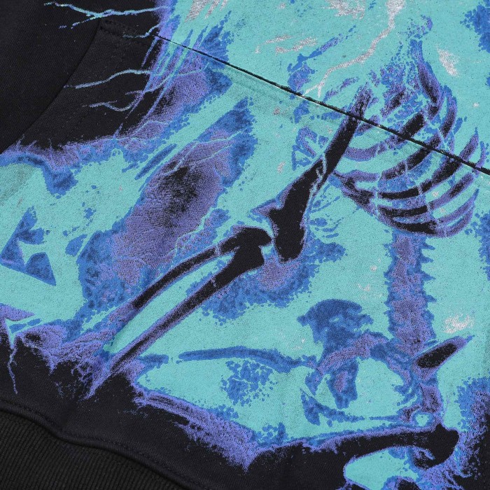 Lightning Skull Cross Print Hoodie 28748600