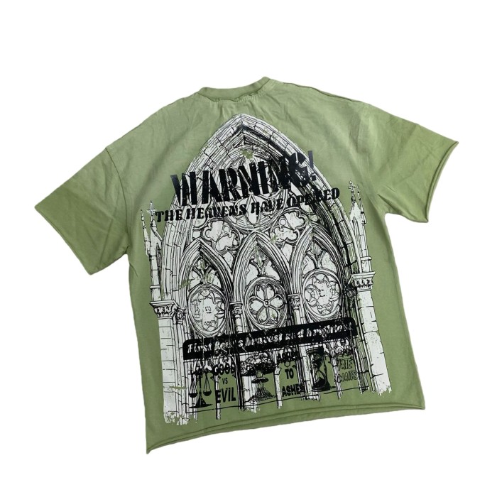 Heaven Open Print Rhinestone Letter  Washed Version Tee 28748376
