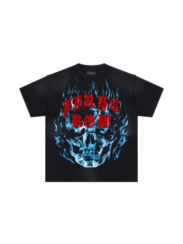 Ghost Flame Skull Print Washed Version Tee 28748596