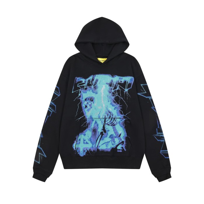 Lightning Skull Cross Print Hoodie 28748600