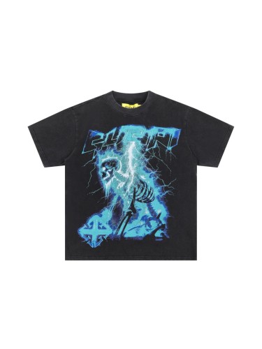 Lightning Skull Print Washed Version Tee 2 colors 28748597