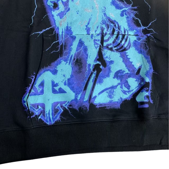Lightning Skull Cross Print Hoodie 28748600