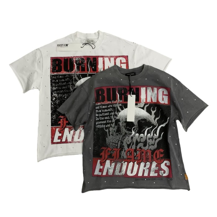 Skull Newspaper Rhinestone Print Washed Version Tee 2 colors 28748592