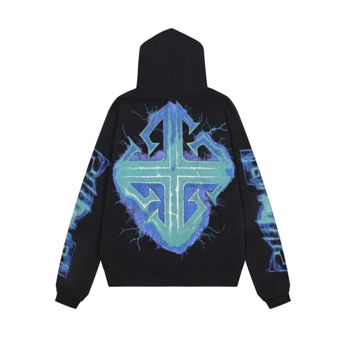 Lightning Skull Cross Print Hoodie 28748600