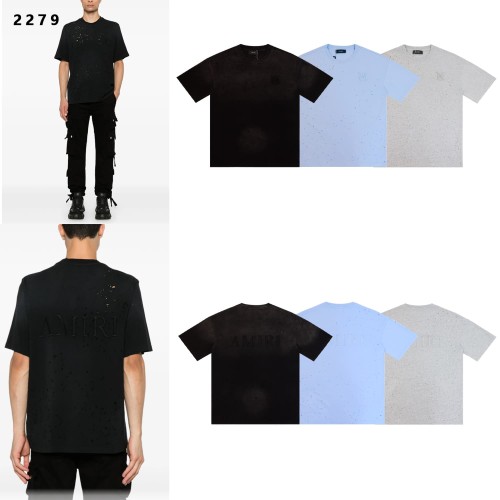 [Buy Two Get One Free]Embroidered Logo Distressed Washed Version tee 3 colors 28748556