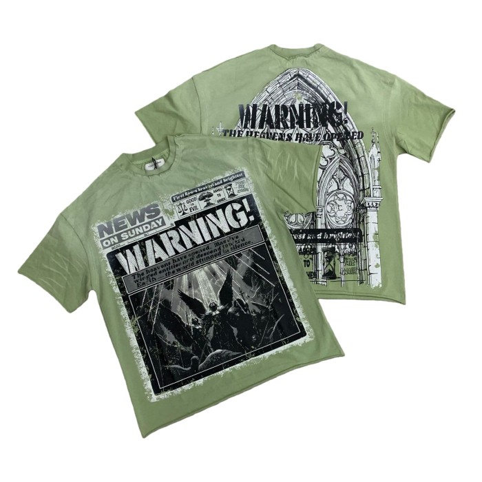 Heaven Open Print Rhinestone Letter  Washed Version Tee 28748376