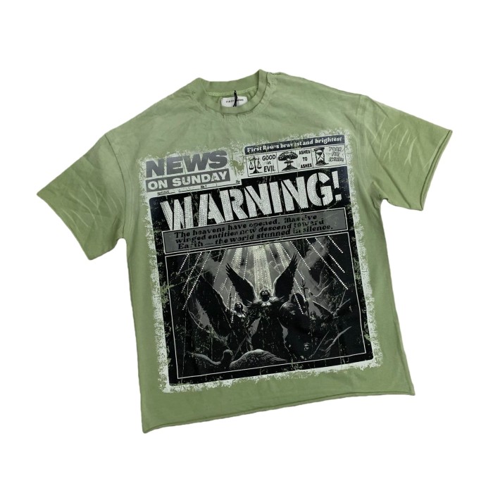 Heaven Open Print Rhinestone Letter  Washed Version Tee 28748376