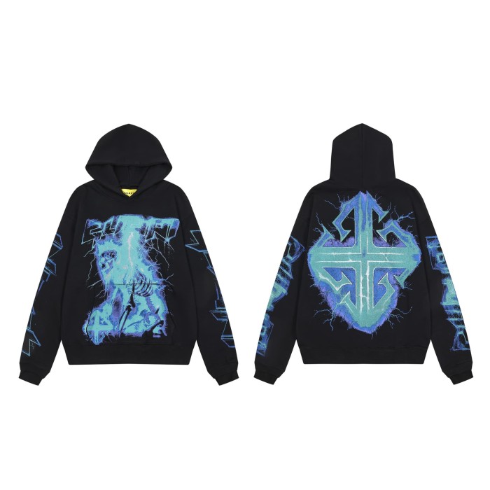 Lightning Skull Cross Print Hoodie 28748600