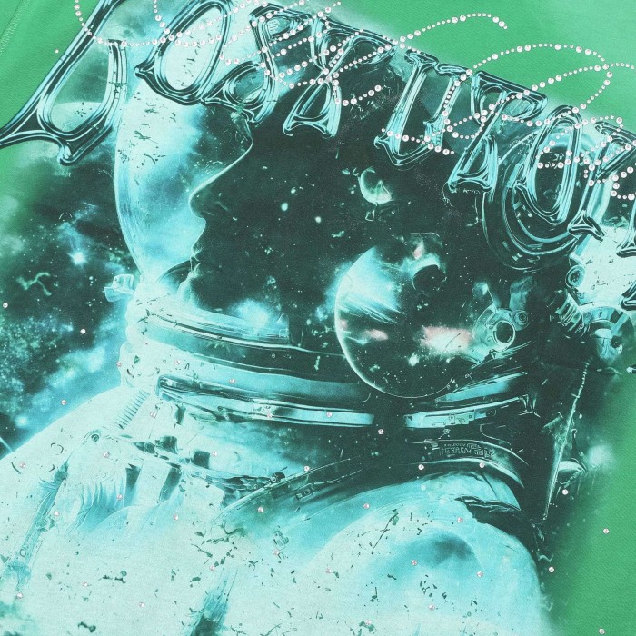 Astronaut Print Rhinestone Washed Version Tee 28748442