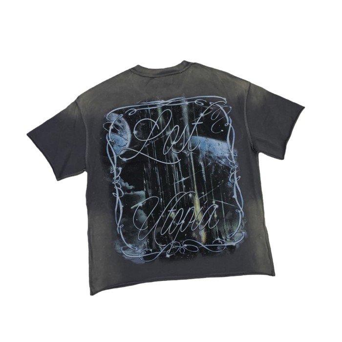 White Ink Direct-Print Breathable Rhinestone-Embellished Washed Version Tee 28748427