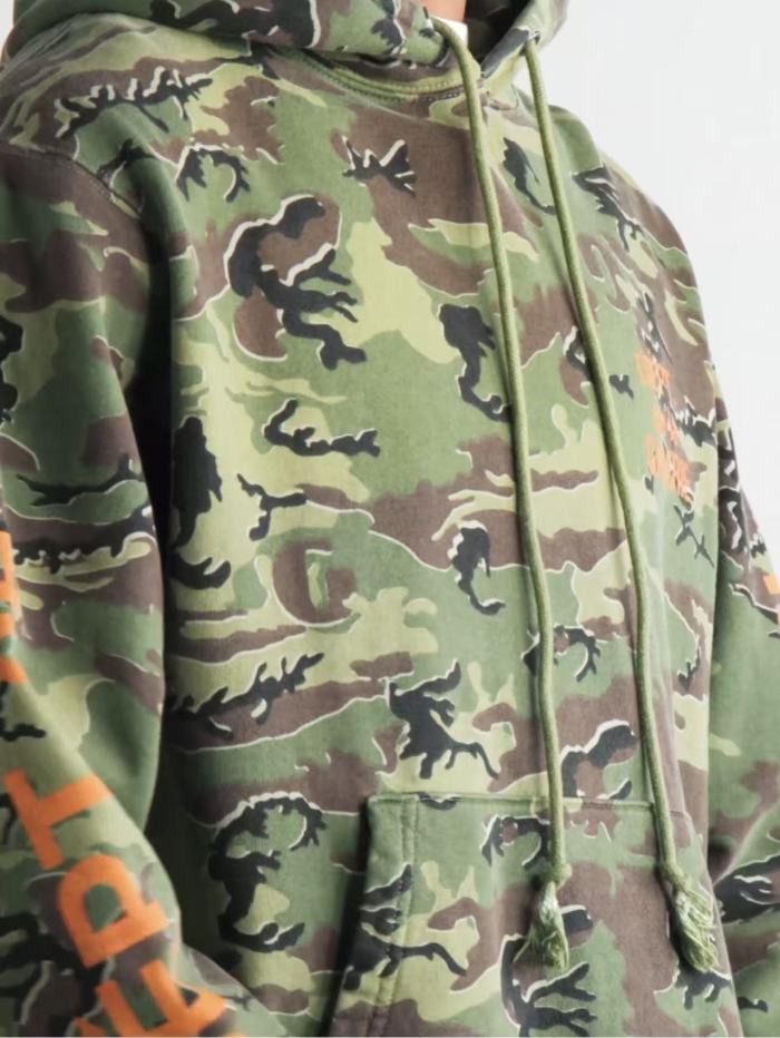 [Big & Tall for weights up to 260 lbs]1:1 quality versionGreen Camouflage Orange French Print Hoodie & Pants Set 28749365