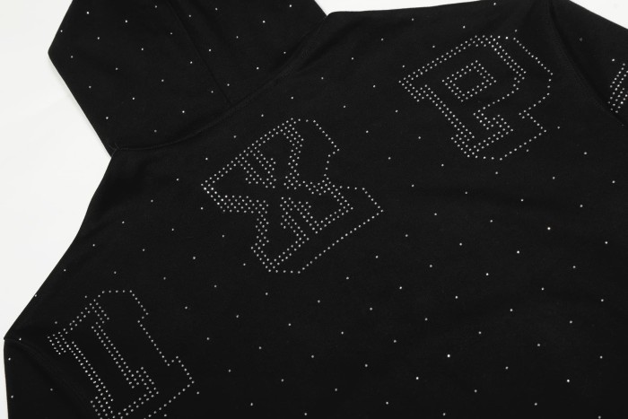 Full-Print Rhinestone Letter Zipper Hoodie & Pants Set 2 colors 28749761