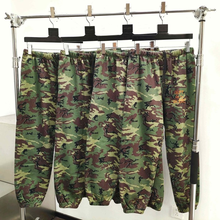 [Big & Tall for weights up to 260 lbs]1:1 quality versionGreen Camouflage Orange French Print Hoodie & Pants Set 28749365