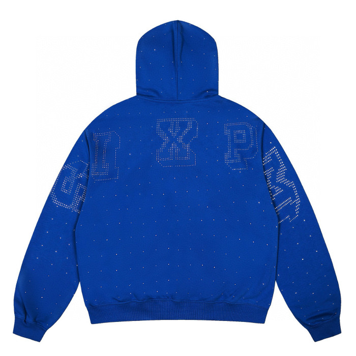 Full-Print Rhinestone Letter Zipper Hoodie & Pants Set 2 colors 28749761