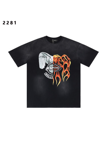 [Buy Two Get One Free]Eagle Flame Double-Pair Logo Print Washed Version tee 28750098