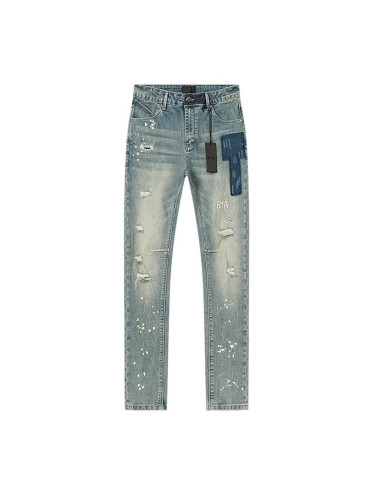 Embroidered Letter Splatter-Print Jeans 28750111