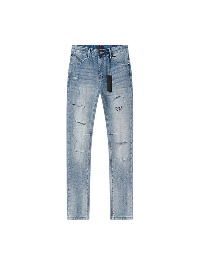 Embroidered Logo Distressed Jeans 28750121