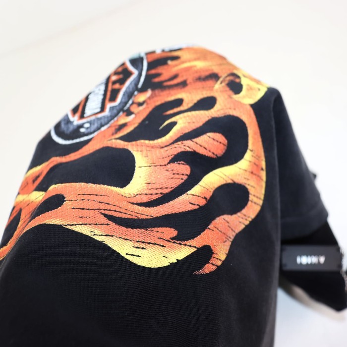 Eagle Flame Double-Pair Logo Print Washed Version tee 28750098