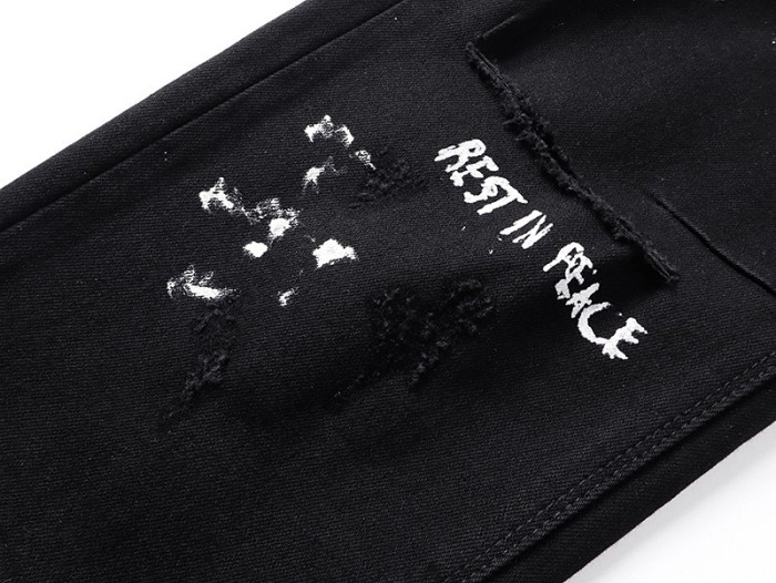 Ink-Splattered Ripped Jeans 28750109