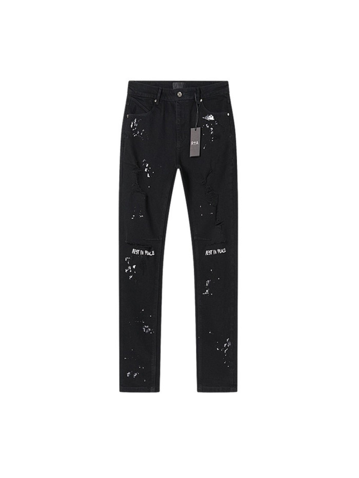 Ink-Splattered Ripped Jeans 28750109