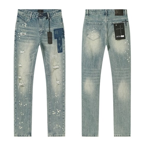Embroidered Letter Splatter-Print Jeans 28750111