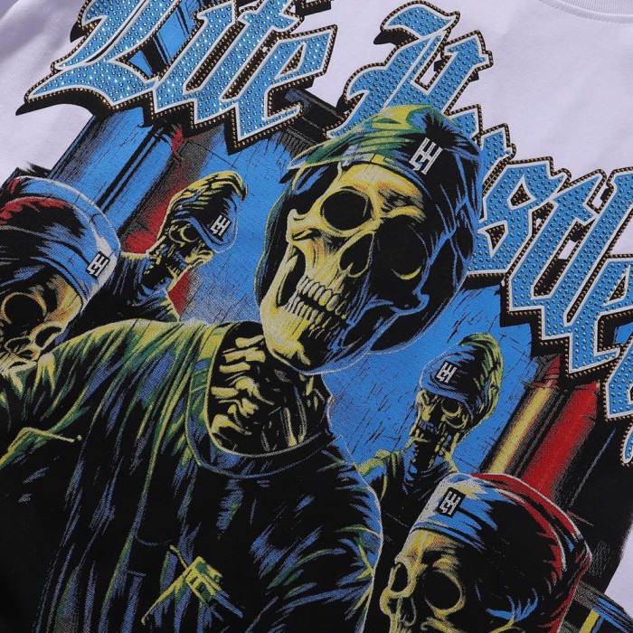 Skeletal Surgeon Rhinestone Print Tee 2 colors 28751252