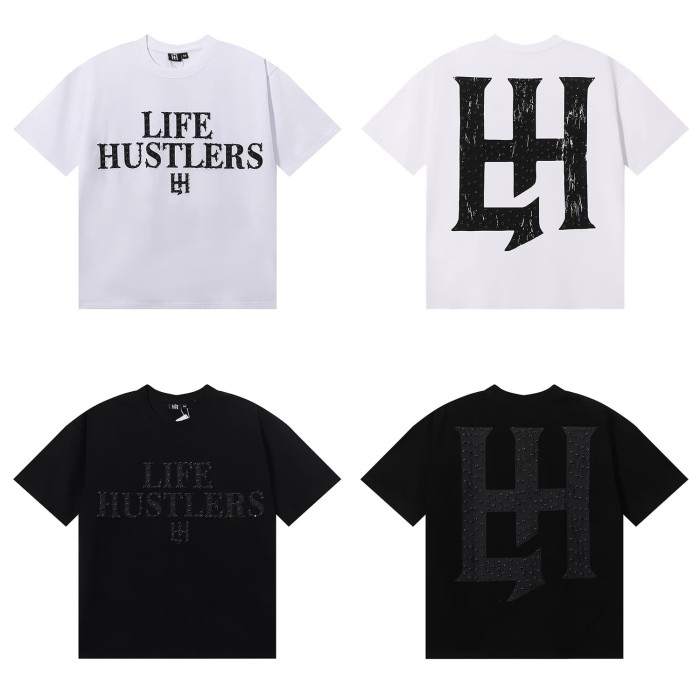 Basic Minimalist Logo Rhinestone Print Tee 4 colors 28751255