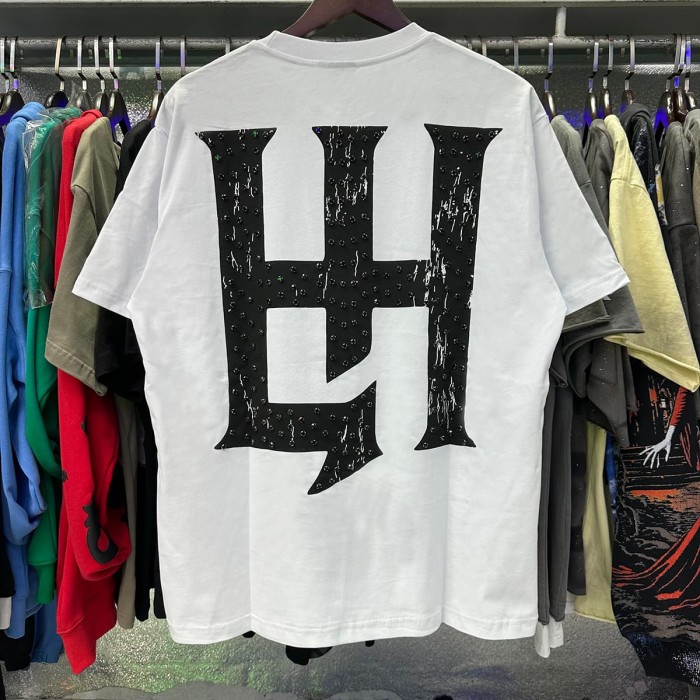 Basic Minimalist Logo Rhinestone Print Tee 4 colors 28751255