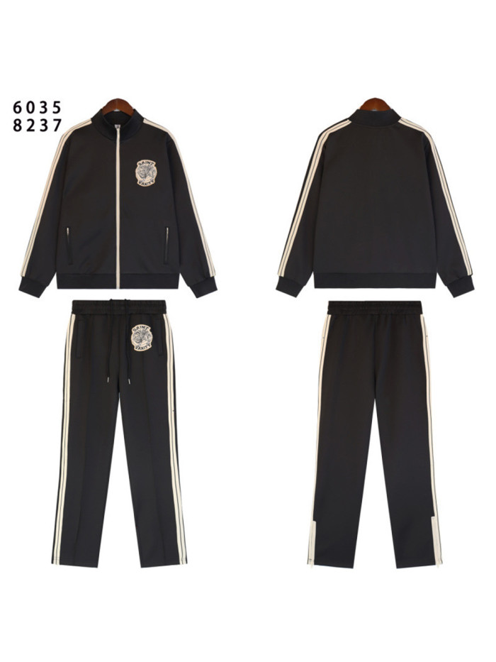 Side-Strap Embroidered Logo Stand-Up Collar Jacket & Pants Set 4 colors 28751574