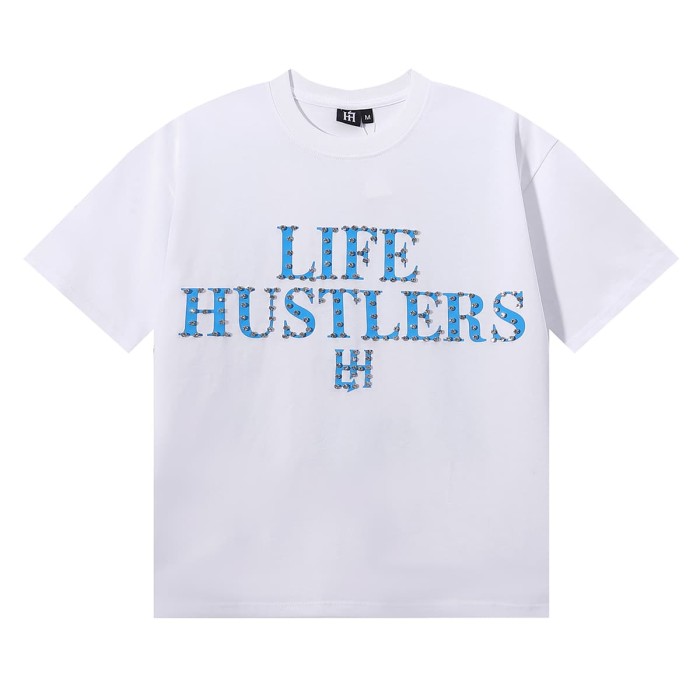 Basic Minimalist Logo Rhinestone Print Tee 4 colors 28751255