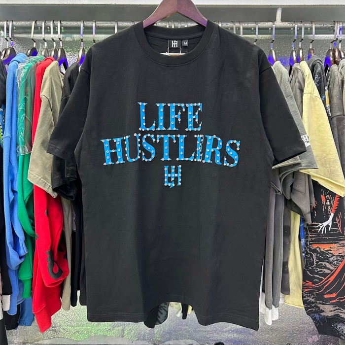 Basic Minimalist Logo Rhinestone Print Tee 4 colors 28751255