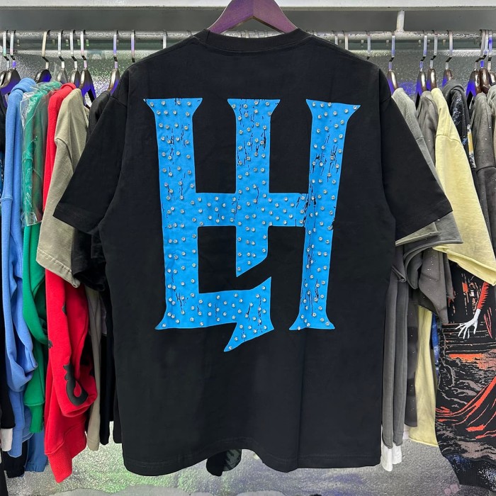 Basic Minimalist Logo Rhinestone Print Tee 4 colors 28751255