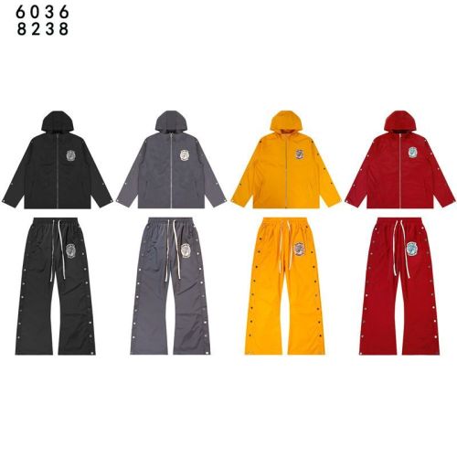 Patch Embroidered Logo Button-Up Hooded Jacket & Pants Set 4 colors 28751559