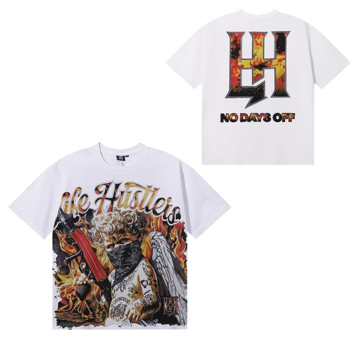 Masked Tattooed Angel Rhinestone Print Tee 2 colors 28751248