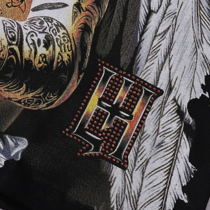 Masked Tattooed Angel Rhinestone Print Tee 2 colors 28751248