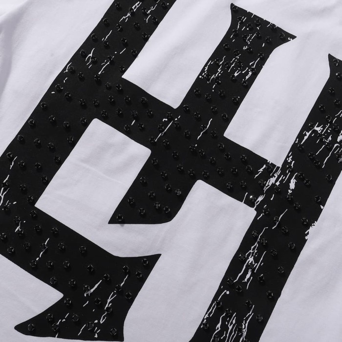 Basic Minimalist Logo Rhinestone Print Tee 4 colors 28751255