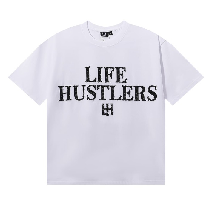 Basic Minimalist Logo Rhinestone Print Tee 4 colors 28751255