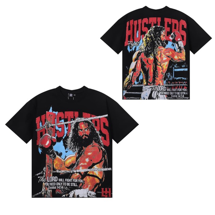 Boxing Emperor Rhinestone Print Tee 2 colors 28751250