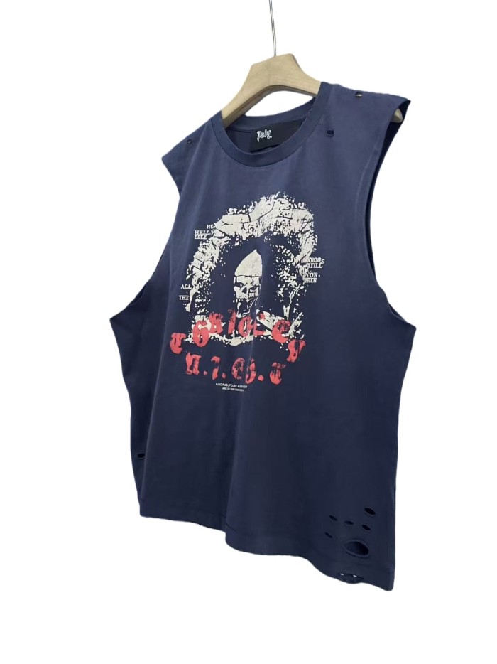 Skull No.11 Print Washed Version Vest 28751626