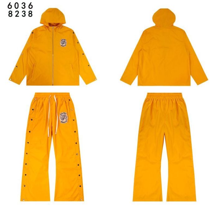 Patch Embroidered Logo Button-Up Hooded Jacket & Pants Set 4 colors 28751559