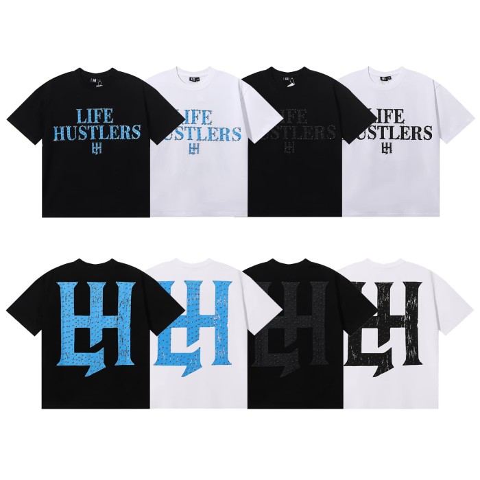 Basic Minimalist Logo Rhinestone Print Tee 4 colors 28751255