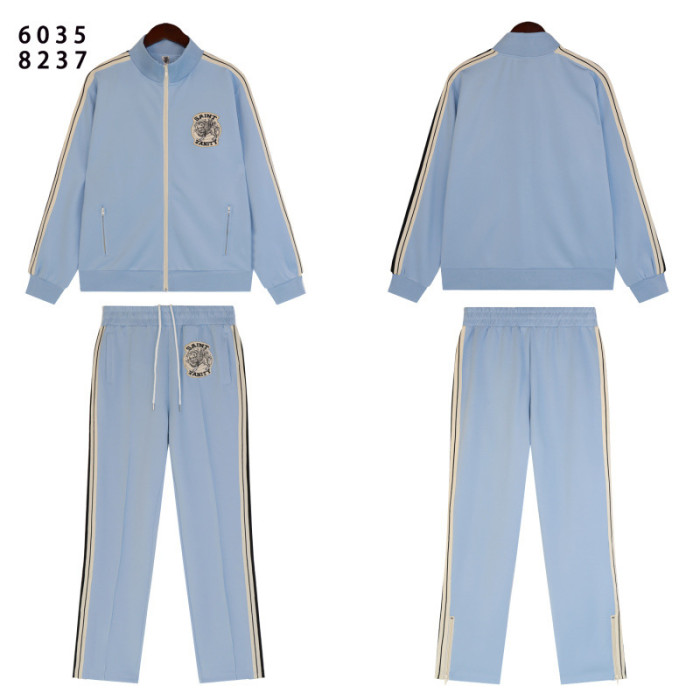 Side-Strap Embroidered Logo Stand-Up Collar Jacket & Pants Set 4 colors 28751574