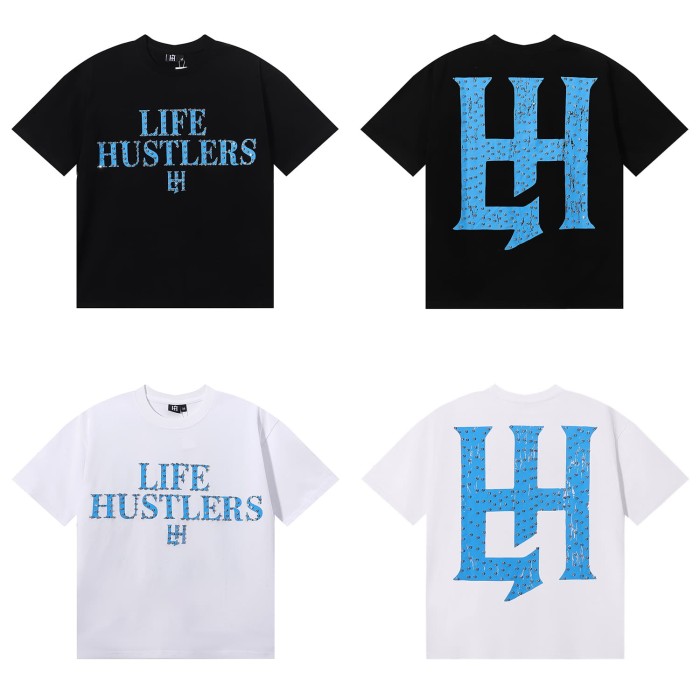 Basic Minimalist Logo Rhinestone Print Tee 4 colors 28751255