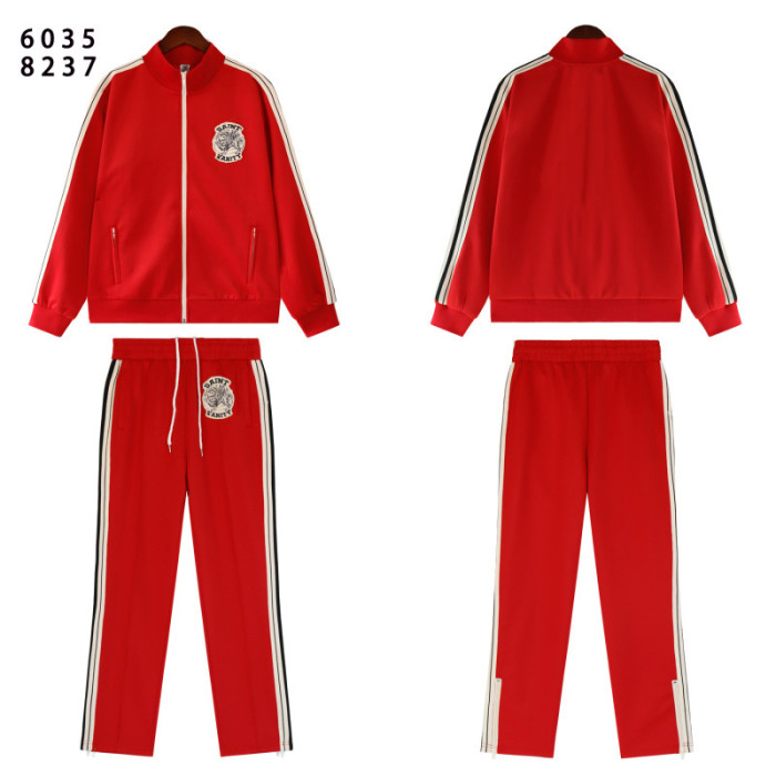 Side-Strap Embroidered Logo Stand-Up Collar Jacket & Pants Set 4 colors 28751574