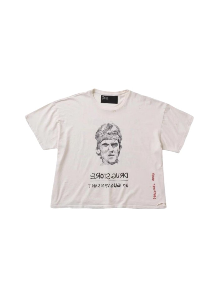 Sketch Portrait Red Letter Print Tee 28751629