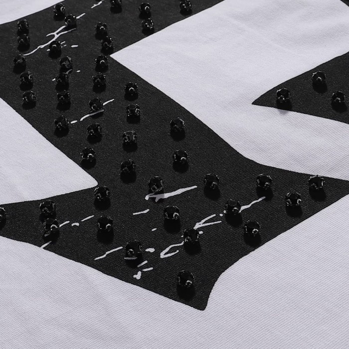 Basic Minimalist Logo Rhinestone Print Tee 4 colors 28751255