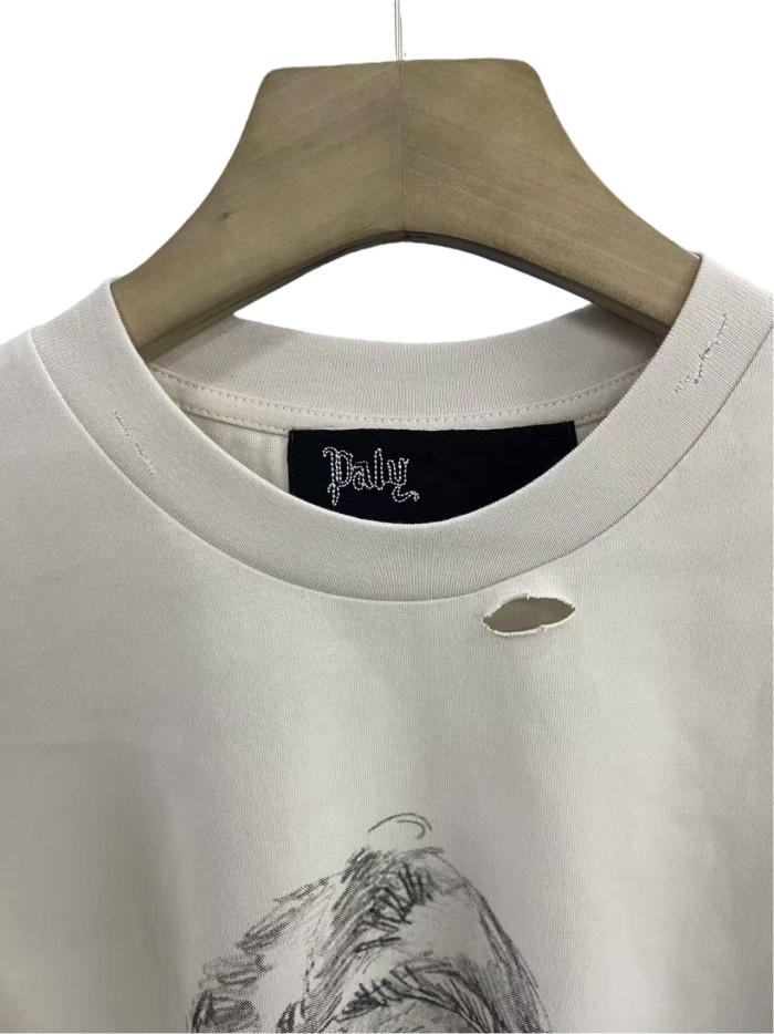 Sketch Portrait Red Letter Print Tee 28751629